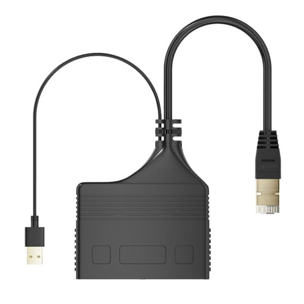 Male RJ45 3 in 1 Gigabit Network Splitter Cable Ethernet Network Coupler - Image 3