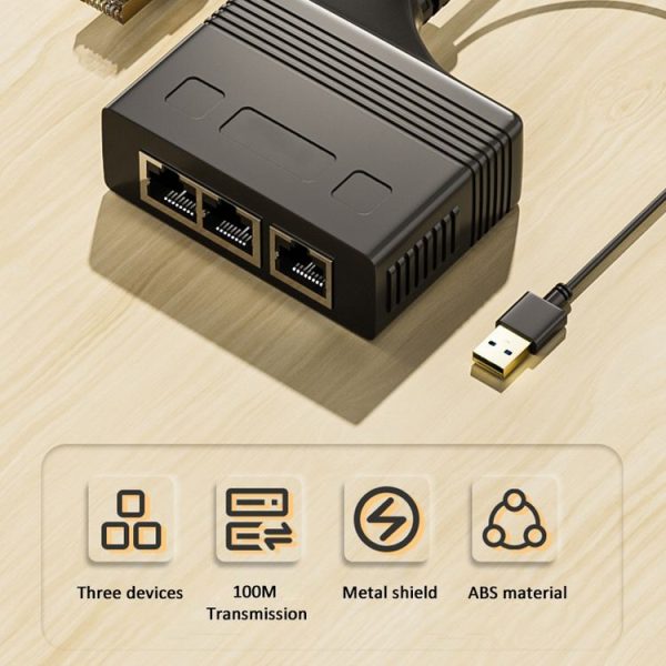 Female RJ45 3 in 1 100M Network Splitter Cable Ethernet Network Coupler - Image 4