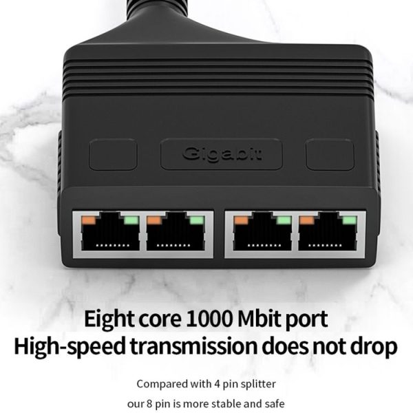 Female RJ45 4 in 1 Gigabit Network Splitter Cable Ethernet Network Coupler - Image 7