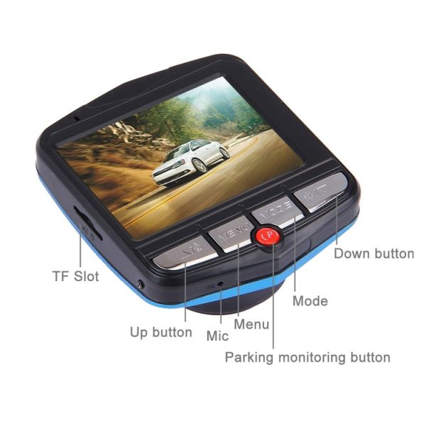 VGA 480P Car Camcorder DVR Driving Recorder Digital Video Camera Voice Recorder with 2.4 inch LCD Screen Display, Support 32GB Micro TF Card & Infrared Night Vision Function (Black + Blue) - Image 6