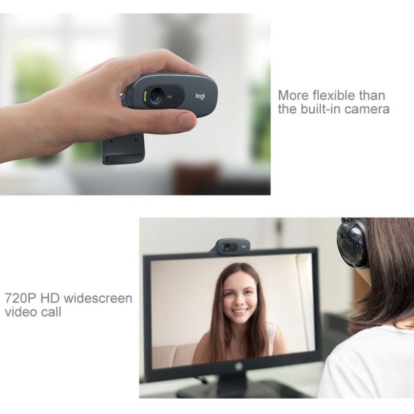 Logitech C270 HD Web Camera Meets Every Need for HD 720p Video Calls (Black) - Image 7