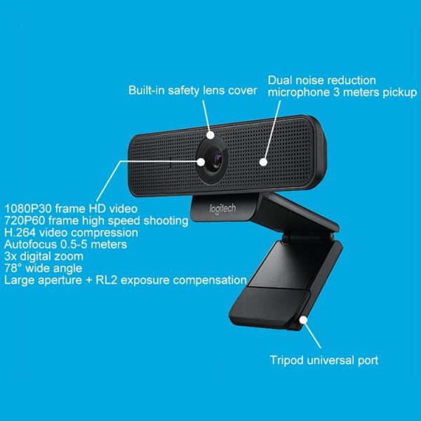 Logitech C925E 1080p HD Webcam with Integrated Security Cover (Black) - Image 7