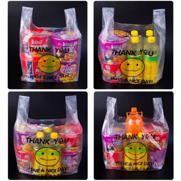 50pcs / Roll 3C Transparent Smiley Plastic Bag Shopping Bag Packaging Bag, Size: 28x45cm - Image 10
