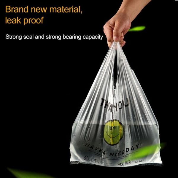 50pcs / Roll 3C Transparent Smiley Plastic Bag Shopping Bag Packaging Bag, Size: 28x45cm - Image 4