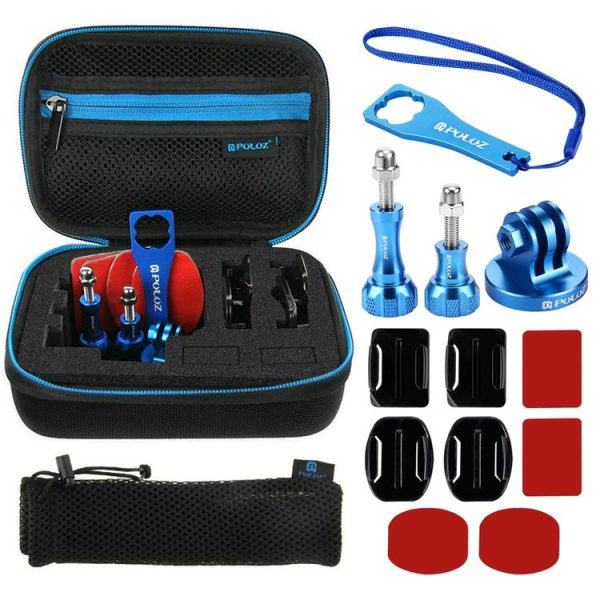 PULUZ 13 in 1 CNC Metal Accessories Combo Kits with EVA Case (Screws + Surface Mounts + Tripod Adapter + Storage Bag + Wrench) for GoPro, Insta360, DJI and Other Action Cameras - Image 2