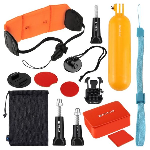 PULUZ 14 in 1 Surfing Accessories Combo Kits (Bobber Hand Grip + Floaty Sponge + Quick Release Buckle + Surf Board Mount + Floating Wrist Strap + Safety Tethers Strap + Storage Bag) for GoPro, Insta360, DJI and Other Action Cameras