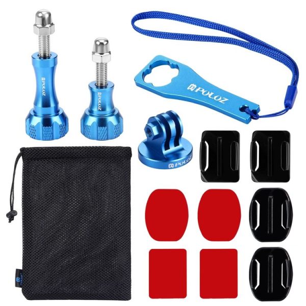 PULUZ 13 in 1 CNC Metal Accessories Combo Kits (Screws + Surface Mounts + Tripod Adapter + Storage Bag + Wrench) for GoPro, Insta360, DJI and Other Action Cameras - Image 2