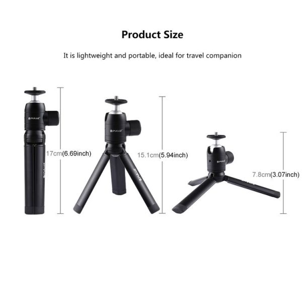 PULUZ Mini Pocket Metal Desktop Tripod Mount + Mini Metal Ball Head with 1 / 4 inch Screw for DSLR & Digital Cameras - Image 3