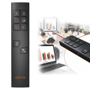 VIBOTON PP930 2.4GHz Multimedia Presentation Remote PowerPoint Clicker Wireless Presenter Handheld Controller Flip Pen, Control Distance: 30m (Black)