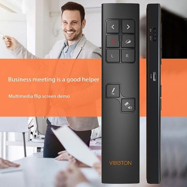 VIBOTON PP930 2.4GHz Multimedia Presentation Remote PowerPoint Clicker Wireless Presenter Handheld Controller Flip Pen, Control Distance: 30m (Black) - Image 13