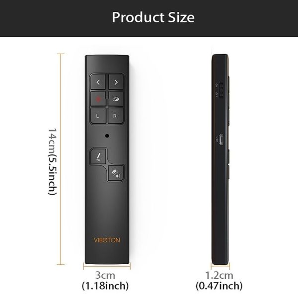 VIBOTON PP930 2.4GHz Multimedia Presentation Remote PowerPoint Clicker Wireless Presenter Handheld Controller Flip Pen, Control Distance: 30m (Black) - Image 5
