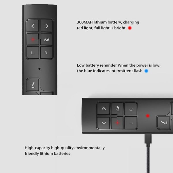 VIBOTON PP930 2.4GHz Multimedia Presentation Remote PowerPoint Clicker Wireless Presenter Handheld Controller Flip Pen, Control Distance: 30m (Black) - Image 7