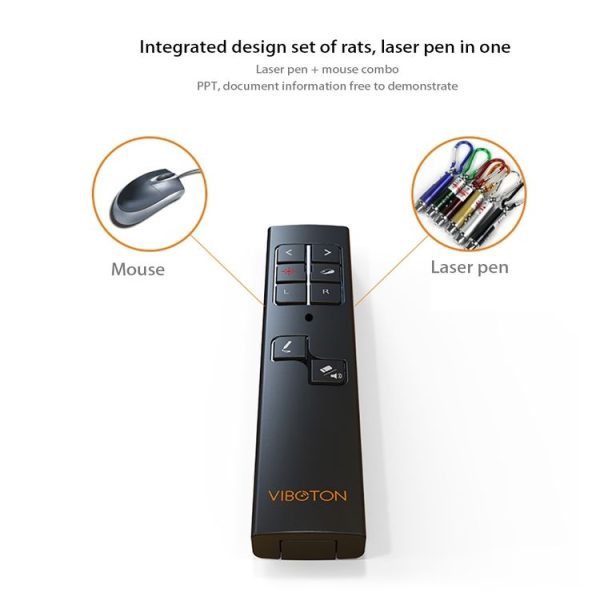 VIBOTON PP930 2.4GHz Multimedia Presentation Remote PowerPoint Clicker Wireless Presenter Handheld Controller Flip Pen, Control Distance: 30m (Black) - Image 8