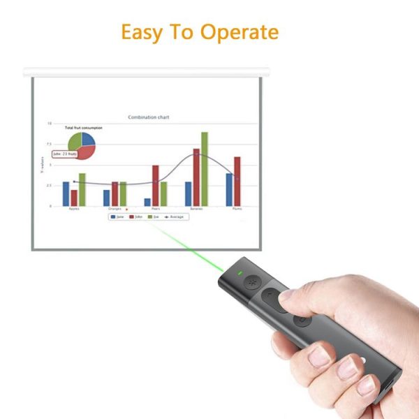 Doosl DSIT032 2.4GHz Wireless Presenter PowerPoint Clicker Representation Remote Control Green Laser Pointer, Control Distance: 100m - Image 10