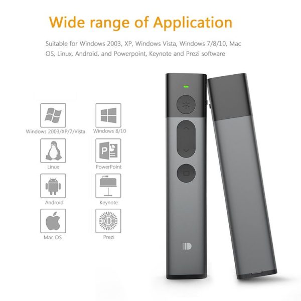 Doosl DSIT032 2.4GHz Wireless Presenter PowerPoint Clicker Representation Remote Control Green Laser Pointer, Control Distance: 100m - Image 8