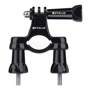 PULUZ Universal Bike Motorcycle Handlebar Mount with Screw for PULUZ Action Sports Cameras Jaws Flex Clamp Mount for GoPro, Insta360, DJI and Other Action Cameras (Black)