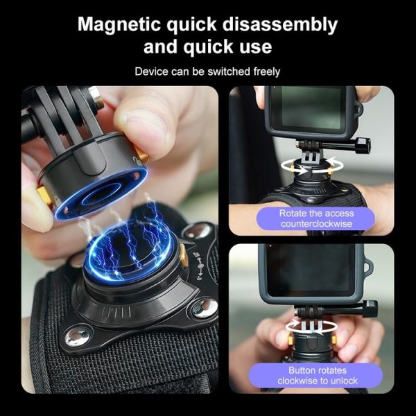 PULUZ Magnetic Quick-release Wrist Strap Harness Belt (Black) - Image 3