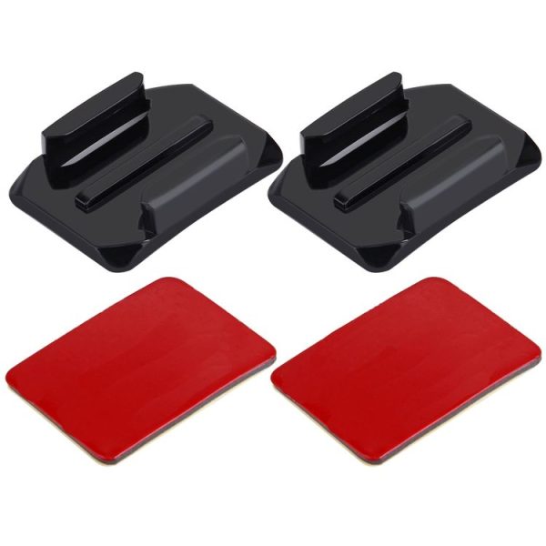 PULUZ 2 Curved Surface Mounts + 2 Adhesive Mount Stickers for PULUZ Action Sports Cameras Jaws Flex Clamp Mount for GoPro, Insta360, DJI and Other Action Cameras