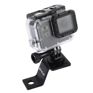 PULUZ Aluminum Alloy Motorcycle Fixed Holder Mount with Tripod Adapter & Screw for GoPro, Insta360, DJI and Other Action Cameras (Black)