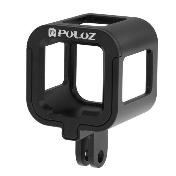 PULUZ Housing Shell CNC Aluminum Alloy Protective Cage with Insurance Frame for GoPro HERO5 Session / HERO4 Session / HERO Session (Black) - Image 2