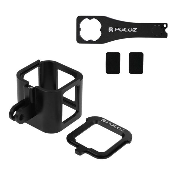 PULUZ Housing Shell CNC Aluminum Alloy Protective Cage with Insurance Frame for GoPro HERO5 Session / HERO4 Session / HERO Session (Black) - Image 5