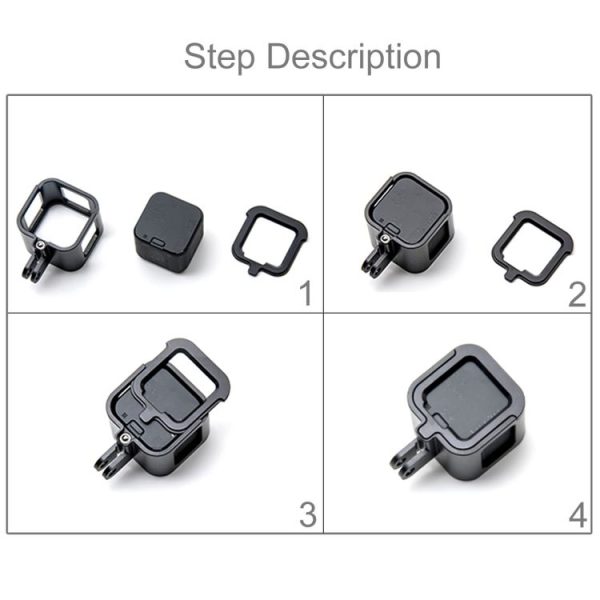 PULUZ Housing Shell CNC Aluminum Alloy Protective Cage with Insurance Frame for GoPro HERO5 Session / HERO4 Session / HERO Session (Black) - Image 8