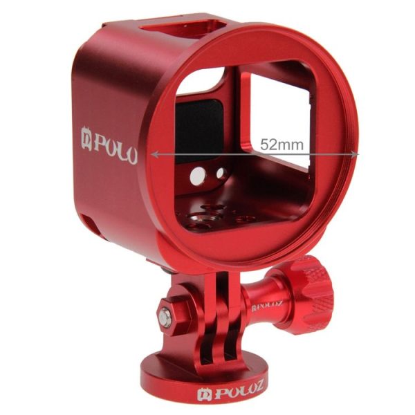 PULUZ Housing Shell CNC Aluminum Alloy Protective Cage Kit with Metal Wrench & Lens Cap & Screw & Tripod Adapter for GoPro HERO5 Session / HERO4 Session / HERO Session (Red) - Image 2