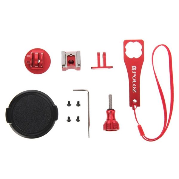 PULUZ Housing Shell CNC Aluminum Alloy Protective Cage Kit with Metal Wrench & Lens Cap & Screw & Tripod Adapter for GoPro HERO5 Session / HERO4 Session / HERO Session (Red) - Image 9