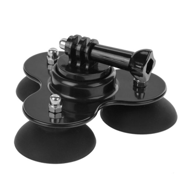 PULUZ Triangle Suction Cup Mount with Screw for GoPro, Insta360, DJI and Other Action Cameras (Black) - Image 2