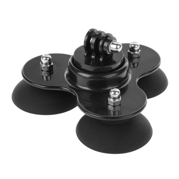 PULUZ Triangle Suction Cup Mount with Screw for GoPro, Insta360, DJI and Other Action Cameras (Black) - Image 3