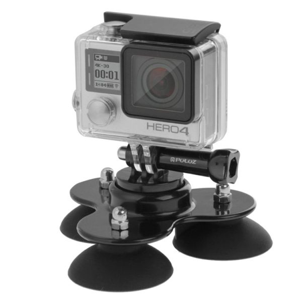 PULUZ Triangle Suction Cup Mount with Screw for GoPro, Insta360, DJI and Other Action Cameras (Black) - Image 7
