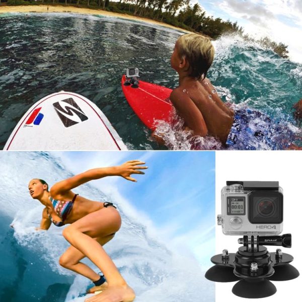 PULUZ Triangle Suction Cup Mount with Screw for GoPro, Insta360, DJI and Other Action Cameras (Black) - Image 9