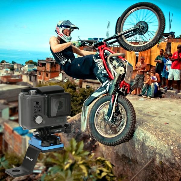 PULUZ Fixed Metal Motorcycle Holder Mount for GoPro, Insta360, DJI and Other Action Cameras (Blue) - Image 7