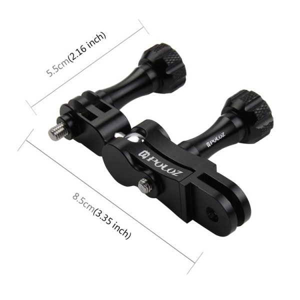 PULUZ CNC Aluminum Ball Joint Mount with 2 Long Screws for GoPro, Insta360, DJI and Other Action Cameras (Black) - Image 3