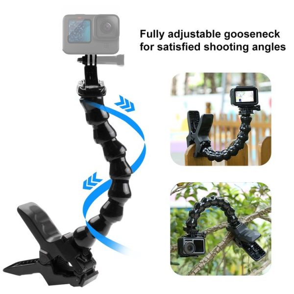 PULUZ Action Sports Cameras Jaws Flex Clamp Mount for GoPro, Insta360, DJI and Other Action Cameras - Image 4