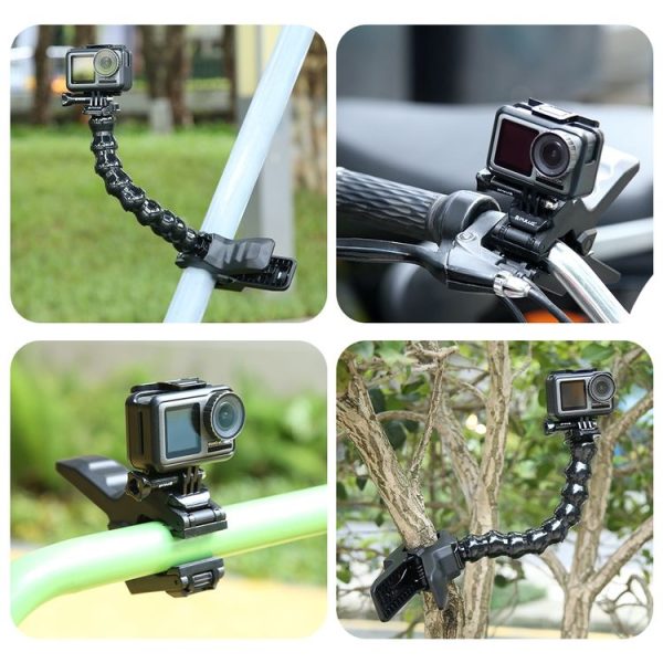 PULUZ Action Sports Cameras Jaws Flex Clamp Mount for GoPro, Insta360, DJI and Other Action Cameras - Image 8