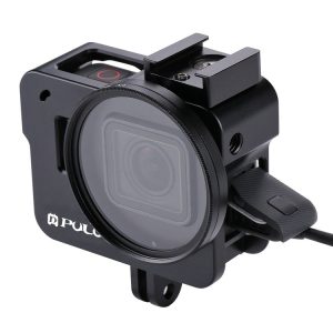 PULUZ Housing Shell CNC Aluminum Alloy Protective Cage with 52mm UV Lens for GoPro HERO (2018) / 7 Black / 6 / 5 (Black)