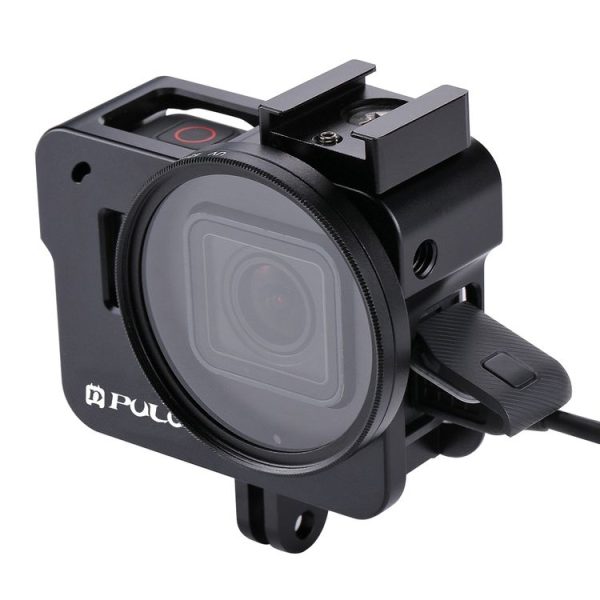 PULUZ Housing Shell CNC Aluminum Alloy Protective Cage with 52mm UV Lens for GoPro HERO (2018) / 7 Black / 6 / 5 (Black)