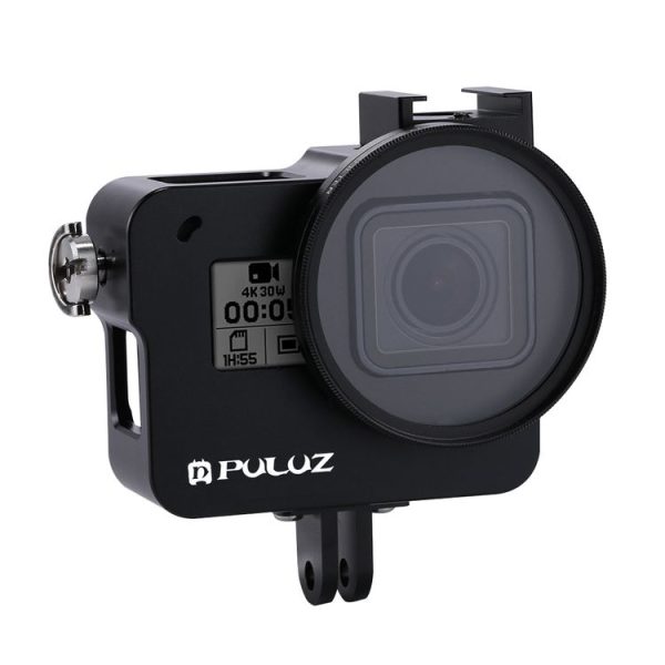 PULUZ Housing Shell CNC Aluminum Alloy Protective Cage with 52mm UV Lens for GoPro HERO (2018) / 7 Black / 6 / 5 (Black) - Image 3