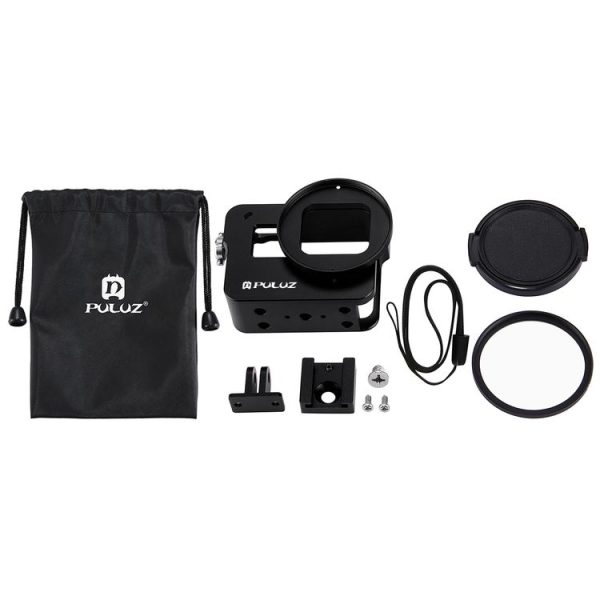 PULUZ Housing Shell CNC Aluminum Alloy Protective Cage with 52mm UV Lens for GoPro HERO (2018) / 7 Black / 6 / 5 (Black) - Image 5