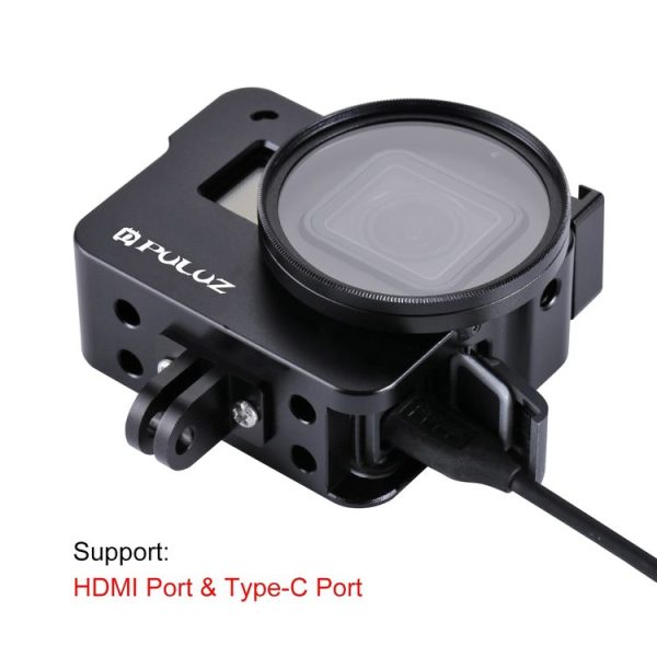 PULUZ Housing Shell CNC Aluminum Alloy Protective Cage with 52mm UV Lens for GoPro HERO (2018) / 7 Black / 6 / 5 (Black) - Image 8