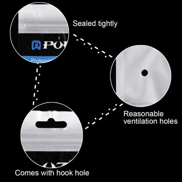 10 PCS PULUZ 33cm x 23.5cm Hang Hole Clear Front White Pearl Jewelry Zip Lock Packaging Bag (Size: XL) - Image 3