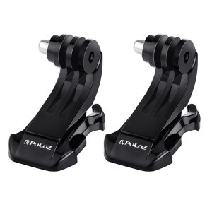 2 PCS PULUZ Black Vertical Surface J-Hook Buckle Mount Set for PULUZ Action Sports Cameras Jaws Flex Clamp Mount for GoPro, Insta360, DJI and Other Action Cameras (Black)