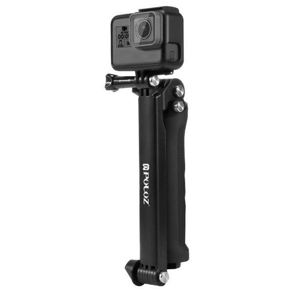 PULUZ 3-Way Grip Foldable Tripod Selfie-stick Extension Monopod for GoPro, Insta360 ONE R, DJI Osmo Action and Other Action Cameras, Length: 20-58cm - Image 2