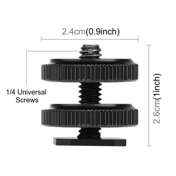 PULUZ Reinforced Hot Shoe 1 / 4 inch Screw Adapter with Double Nut for DSLR Cameras, GoPro HERO10 Black / HERO9 Black / HERO8 Black / HERO7 / 6 / 5 / 5 Session / 4 Session / 4 / 3+ / 3 / 2 / 1, Xiaoyi and Other Action Cameras - Image 4