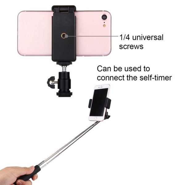 PULUZ 1 / 4 inch Hot Shoe Tripod Head + Tripod Stand Clamp for iPhone, Samsung, Huawei, HTC, 5.5cm - 8cm Width Smartphones - Image 5