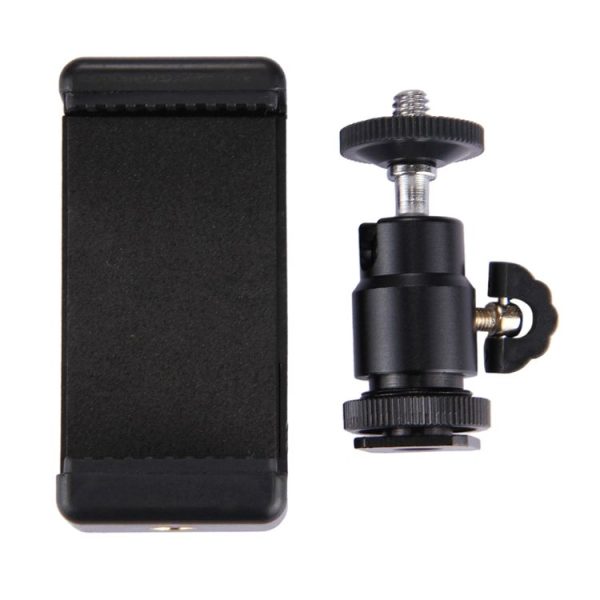 PULUZ 1 / 4 inch Hot Shoe Tripod Head + Tripod Stand Clamp for iPhone, Samsung, Huawei, HTC, 5.5cm - 8cm Width Smartphones - Image 6