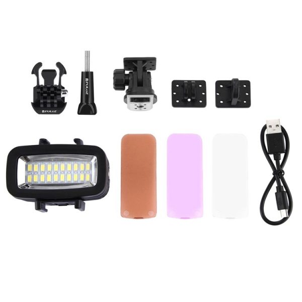 PULUZ 20 LEDs 40m Waterproof IPX8 Studio Light Video & Photo Light with Hot Shoe Base Adapter & Quick Release Buckle & Long Screw & 2 x Filter Plates for GoPro HERO10 Black / HERO9 Black / HERO8 Black / HERO7 / 6 / 5 / 5 Session / 4 Session / 4 / 3+ / 3 / 2 / 1, Xiaoyi and Other Action Cameras - Image 8