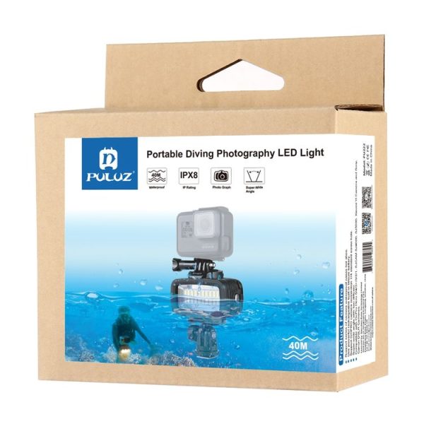 PULUZ 20 LEDs 40m Waterproof IPX8 Studio Light Video & Photo Light with Hot Shoe Base Adapter & Quick Release Buckle & Long Screw & 2 x Filter Plates for GoPro HERO10 Black / HERO9 Black / HERO8 Black / HERO7 / 6 / 5 / 5 Session / 4 Session / 4 / 3+ / 3 / 2 / 1, Xiaoyi and Other Action Cameras - Image 9