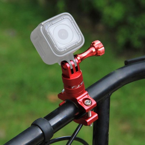 PULUZ 360 Degree Rotation Bike Aluminum Handlebar Adapter Mount with Screw for GoPro, Insta360, DJI and Other Action Cameras (Red)